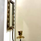 Vintage Art Deco Brass Wall mirrored Candle Sconce
