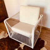 2 garden armchairs in white scoubidou