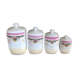 4 porcelain spice jars