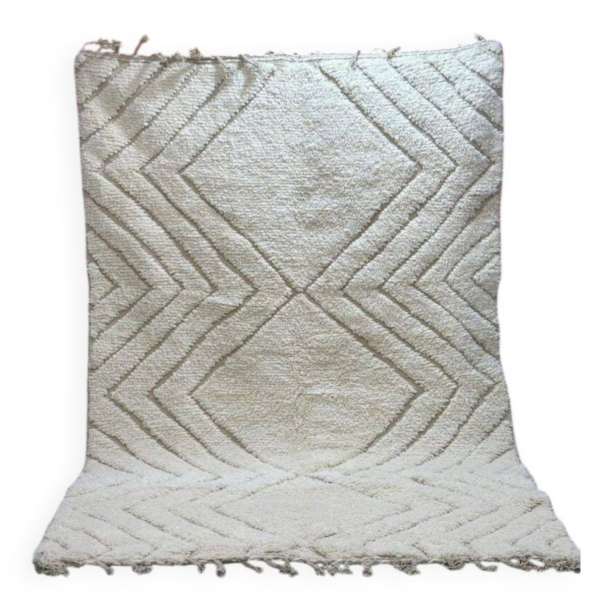 Tapis marocain berbère blanc décoré 200cmx300cm