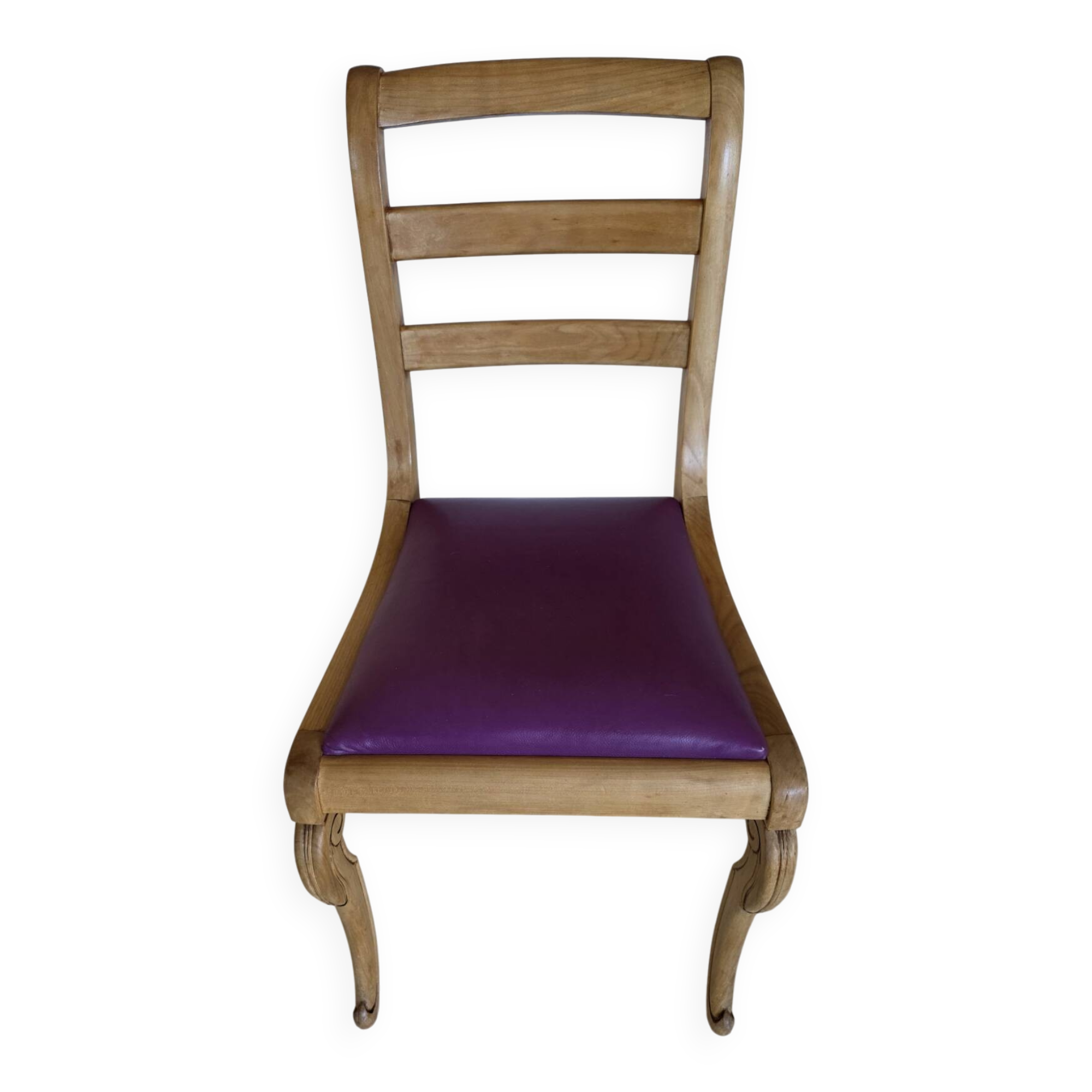 6 Louis Philippe solid wood chairs with leather seats