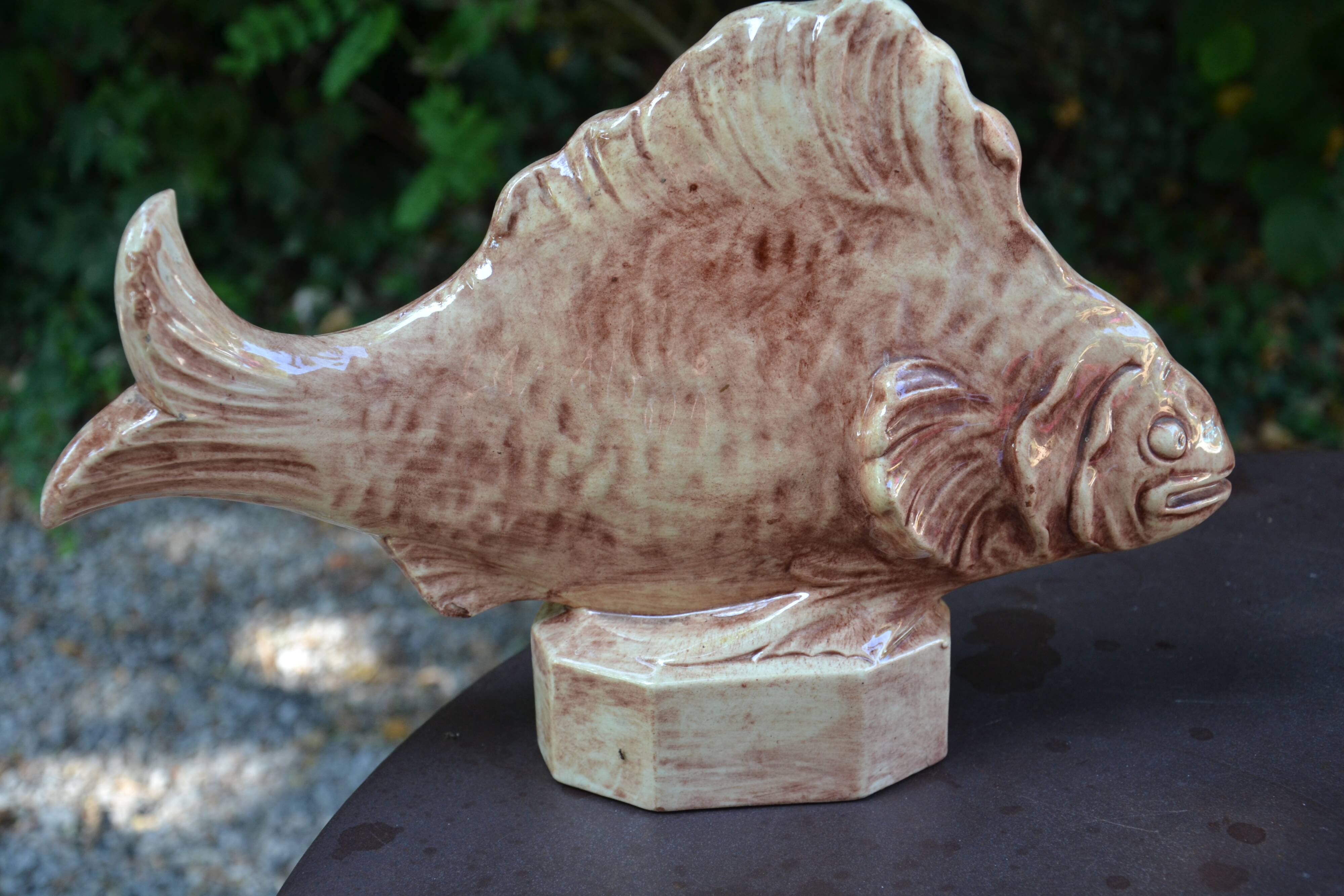 Ceramic fish statuette signed