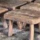 Small stool, oval solid teak accent stool wabi-sabi H26 47x33.