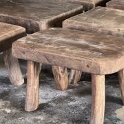 Small stool, oval solid teak accent stool wabi-sabi H26 47x33.