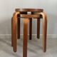 Pair of Artek stools model E60 (rare version with 4 legs), Alvar Aalto
