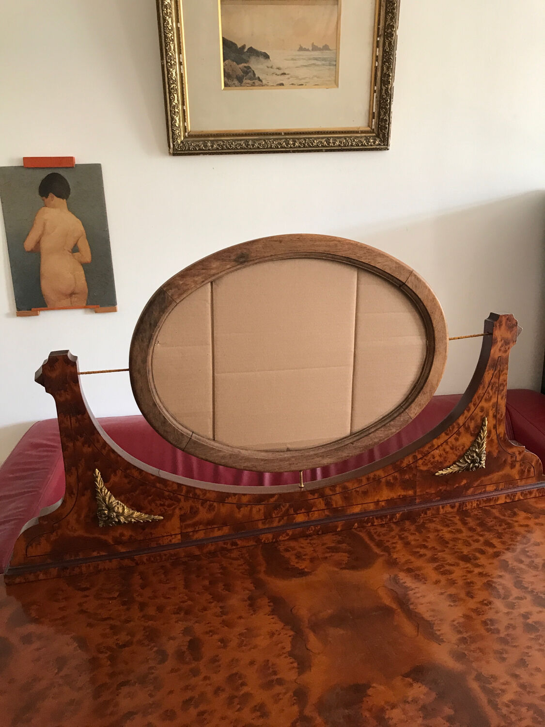 Desk in elm burl and bronze