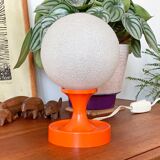 Lampe de table à globe oculaire orange vintage avec un globe en verre