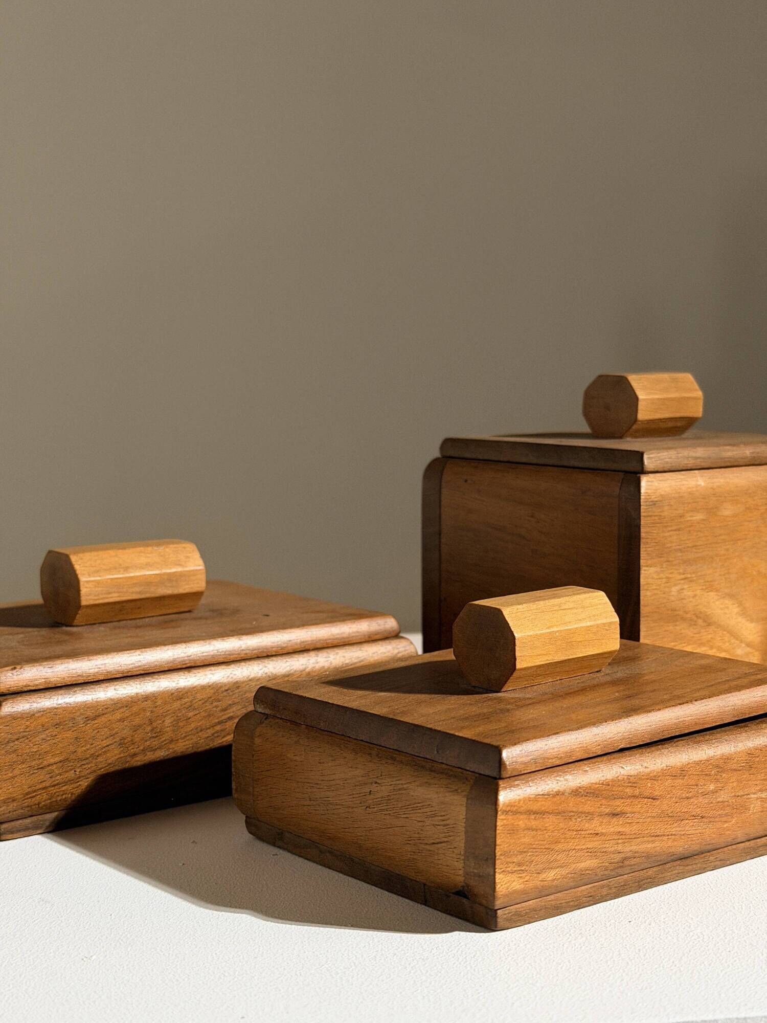 Set of three Art Deco boxes, France, circa 1960.
