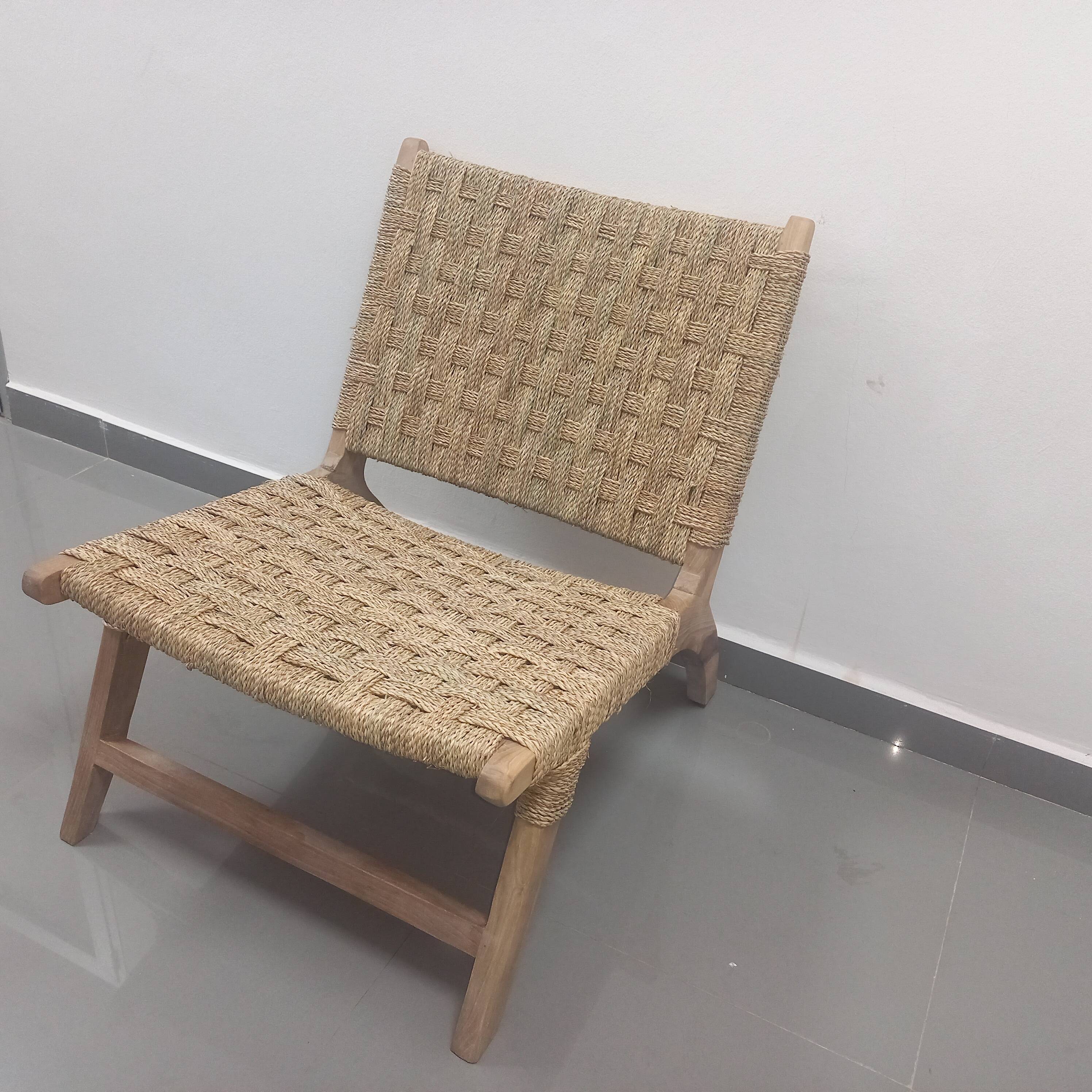 Chair woven from palm leaves