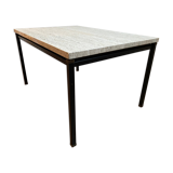 Table italienne en laiton travertin et acier ou table basse, années 1960