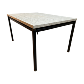 Table italienne en laiton travertin et acier ou table basse, années 1960