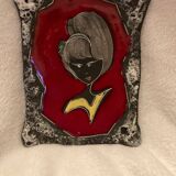 Vintage hanging decorative plate in lava stone