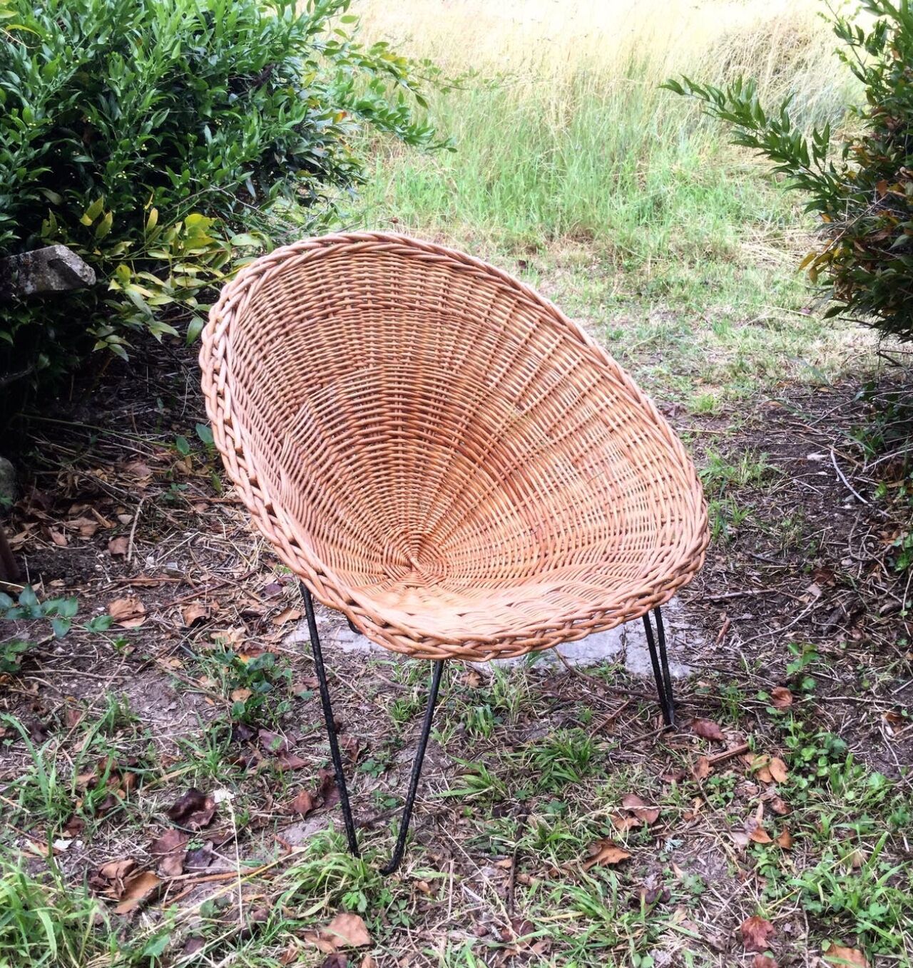 Steel-footing corolla rattan chair