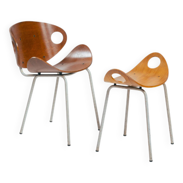 Olof Kettunen Chair and Stool for Merivaara, Finland 1950s