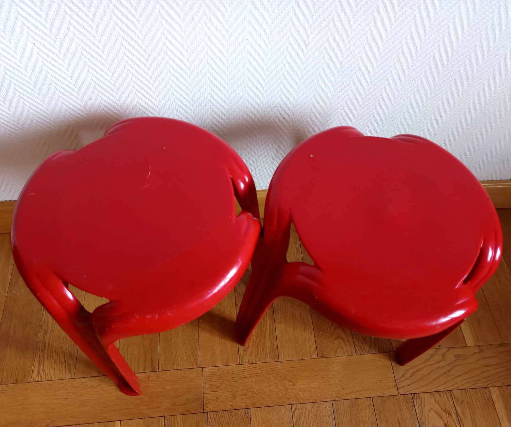 Pair of Stamp stools by Henry Massonnet, circa 1970.