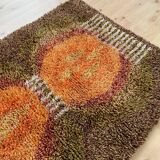 Original ABSTRACT Scandinavian High Pile Pop Art Rya Rug Carpet, Sweden, 1960s