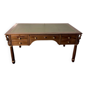 Empire-style minister's desk with swan necks in mahogany.
