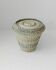 Vintage laundry basket from the 1990s with a lid, handmade from woven newspaper, uniquely designed eco-friendly storage, rustic decoration, gift idea.