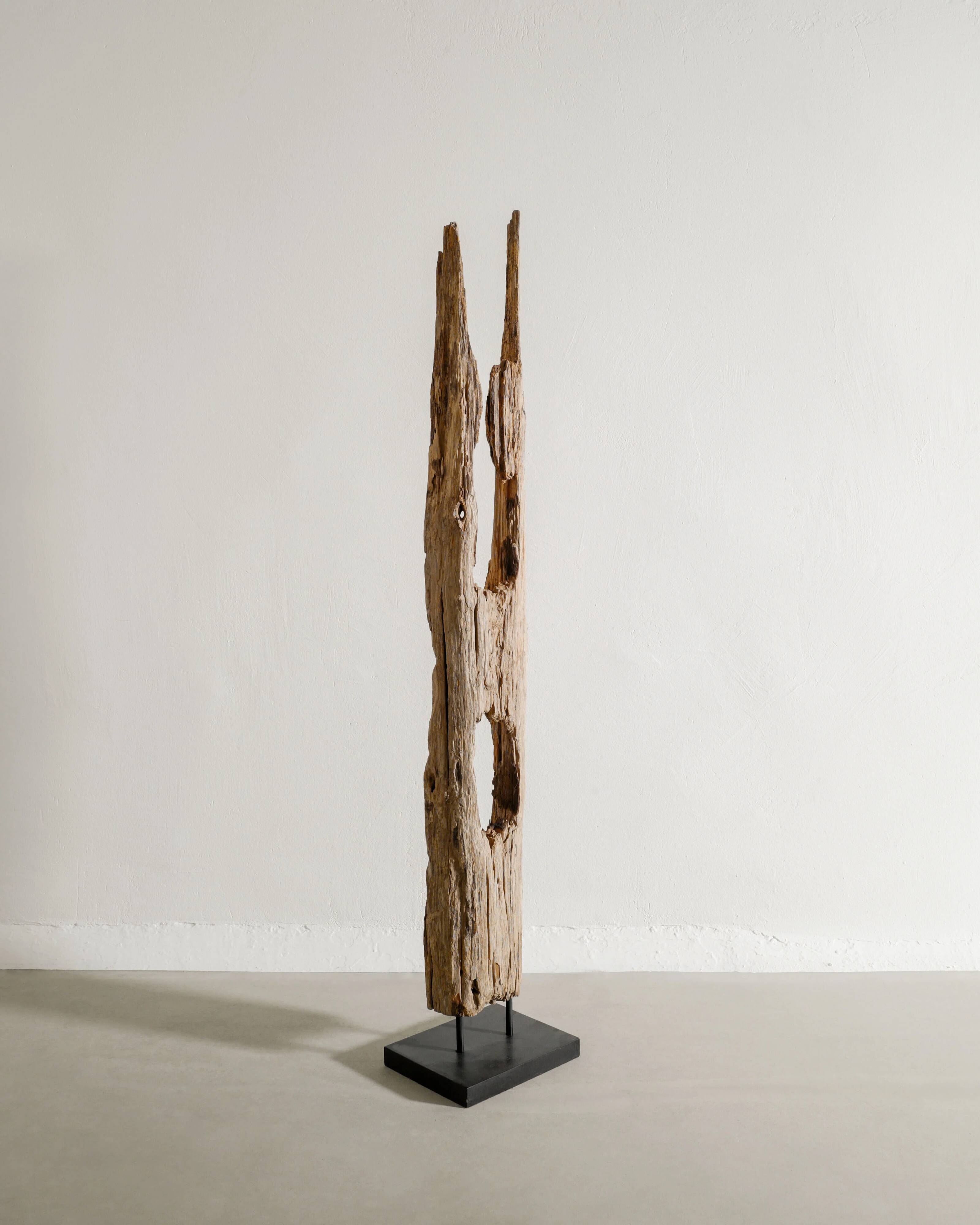 Vintage Sculptural Wooden Totem Floor Sculpture