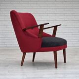 1960s, Danish designed armchair, reupholstered, furniture wool.