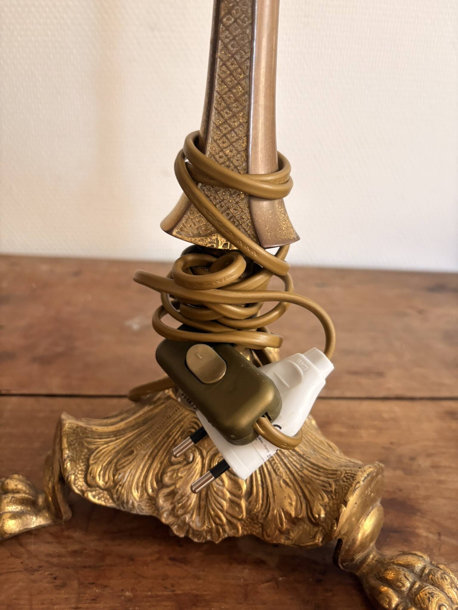 Brass Lamp Base Vintage Louis XV Empire Style Claw Feet