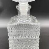 Carafe à whisky pichet flacon bouchon carré décor losanges,