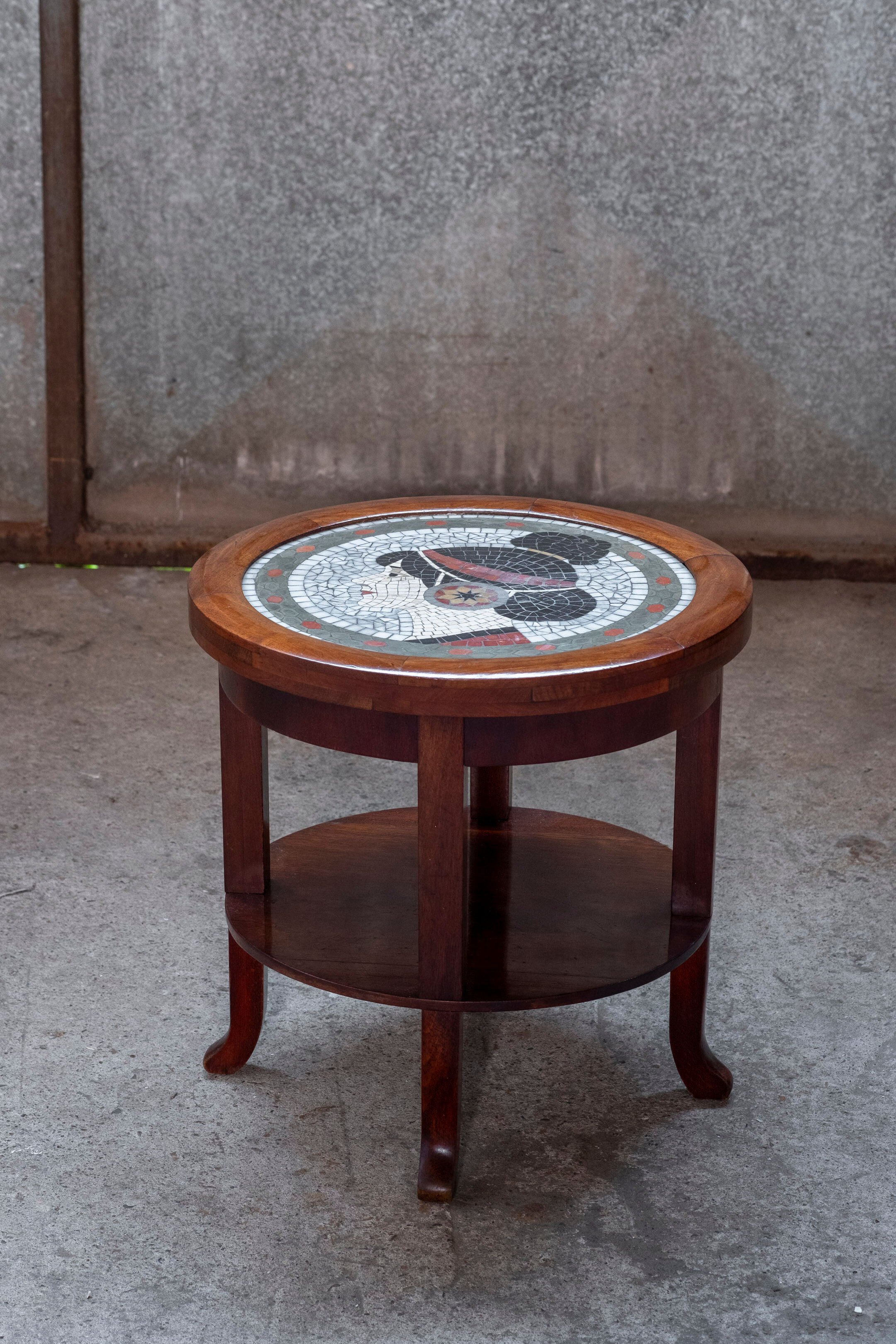 Table d'appoint Art Déco danoise des années 1930 en acajou cubain et carreaux en mosaïque