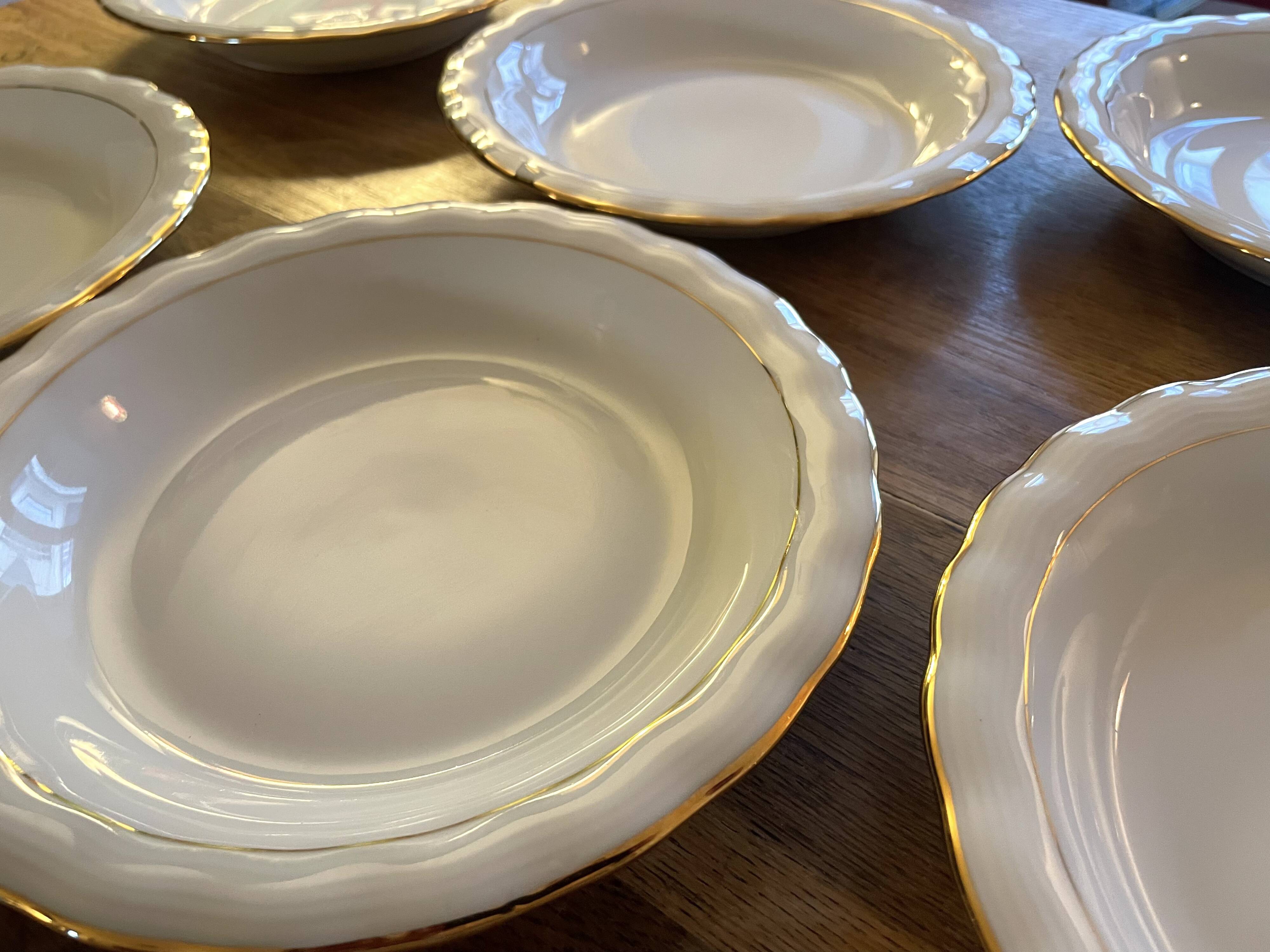 6 Limoges porcelain soup plates signed P. Dessagne in very good condition