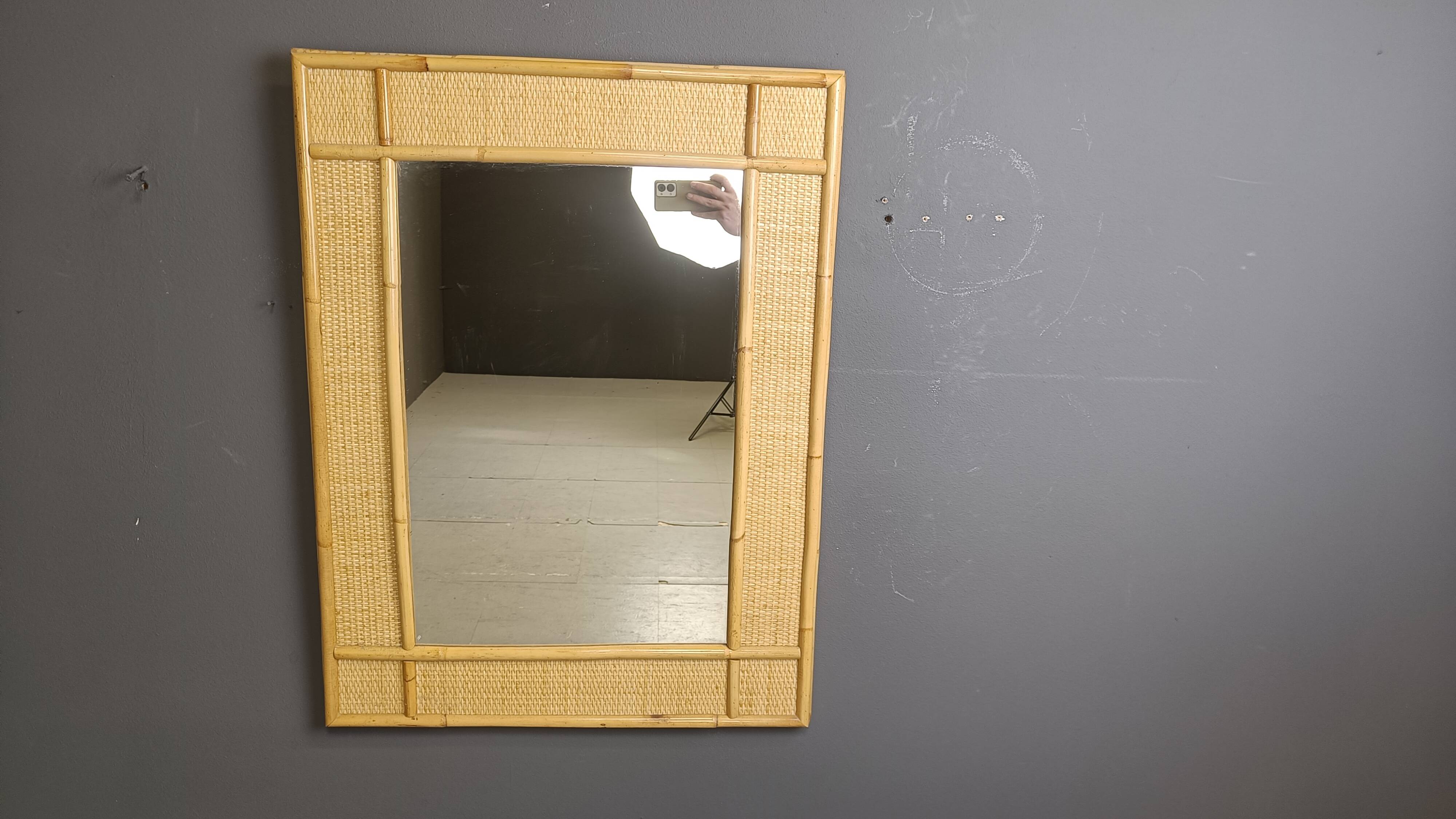 Mid century bamboo mirror by Dal Vera, 1960s
