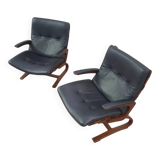 2 x leather lounge chairs