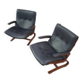 2 x leather lounge chairs