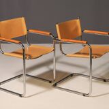 Pair of Cantilever Tubular Steel Armchairs MG5 Grassi style 1970´s