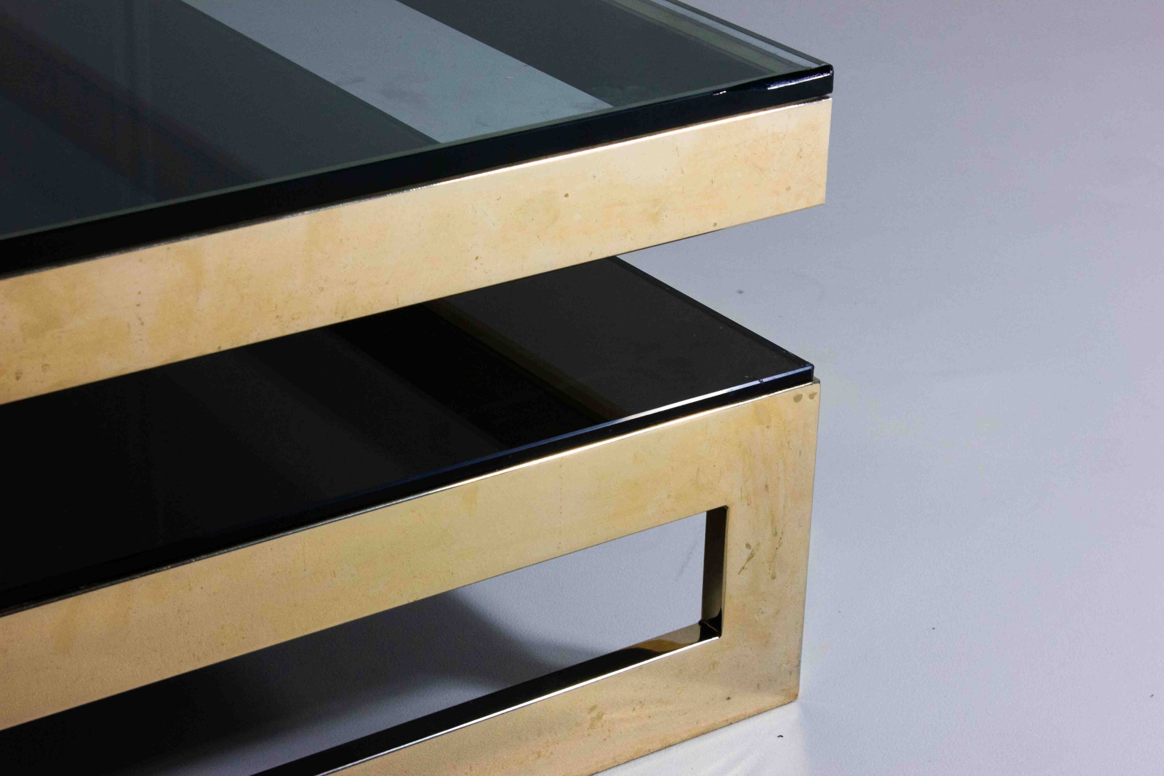 Gold Plated G-Shaped Coffee Table from Belgochrom, 1970s