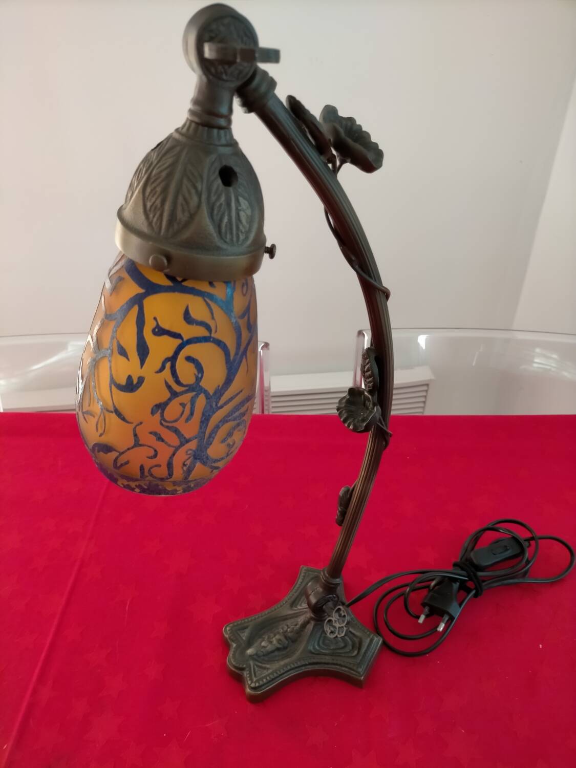 Articulated glass paste lamp, Art Nouveau