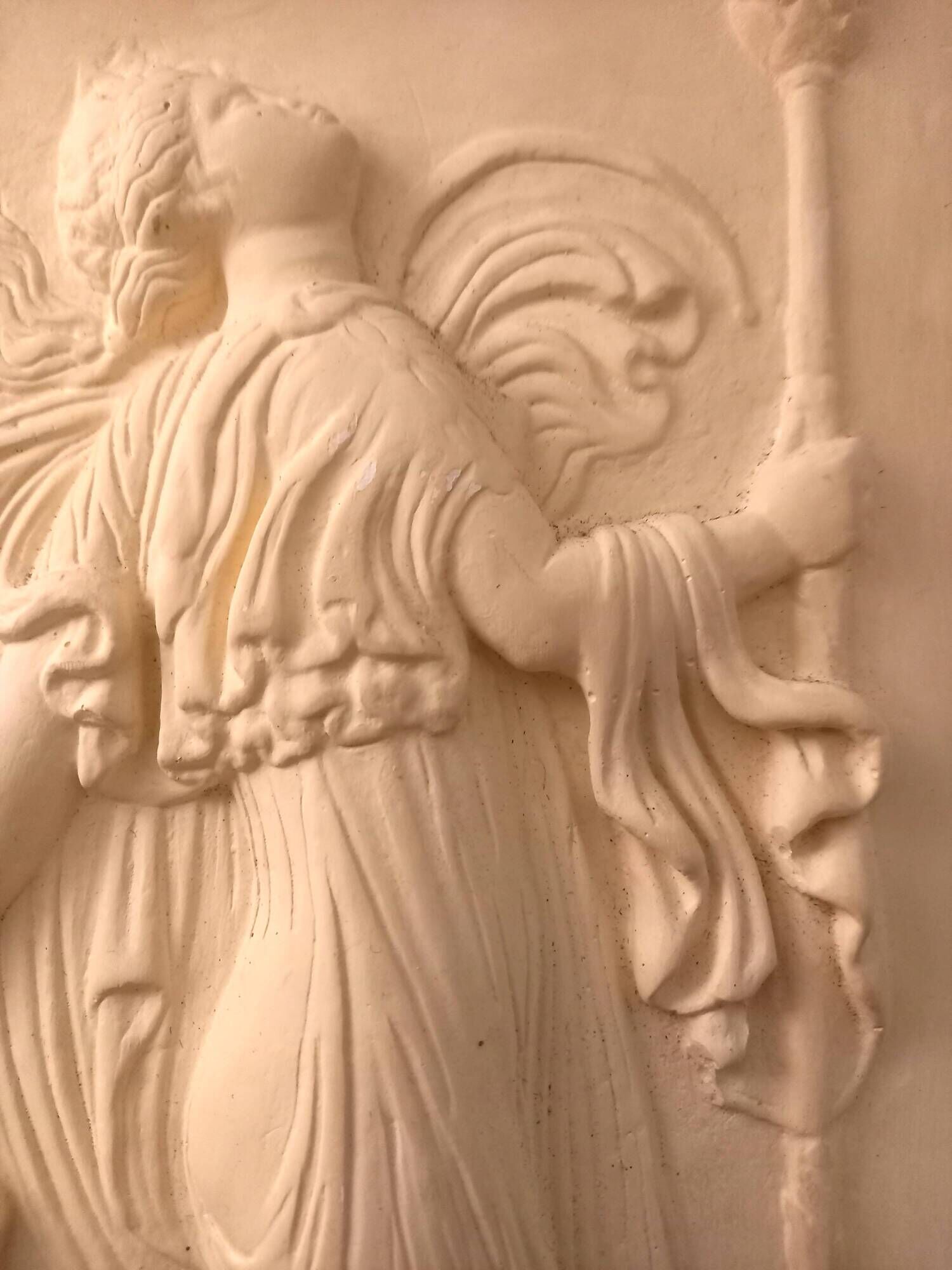 Bas-relief, museum replica, dancing maenad, ancient Greece, handmade plaster cast
