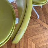 4 swivel sunset chairs CPillet in olive green leather 2000 e