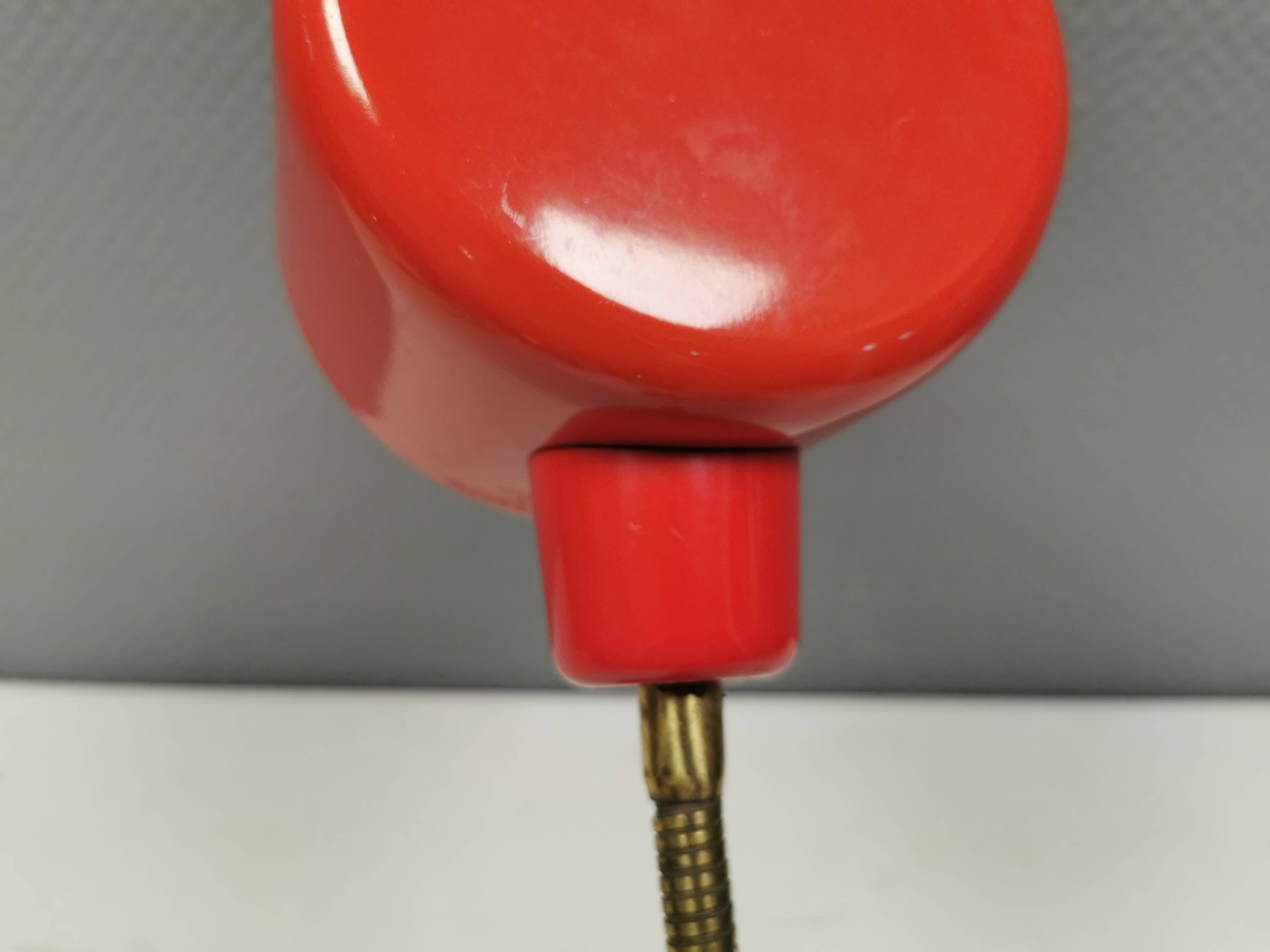 Swedish Elidus table lamp in red with adjustable brass swan neck 1970-80s
