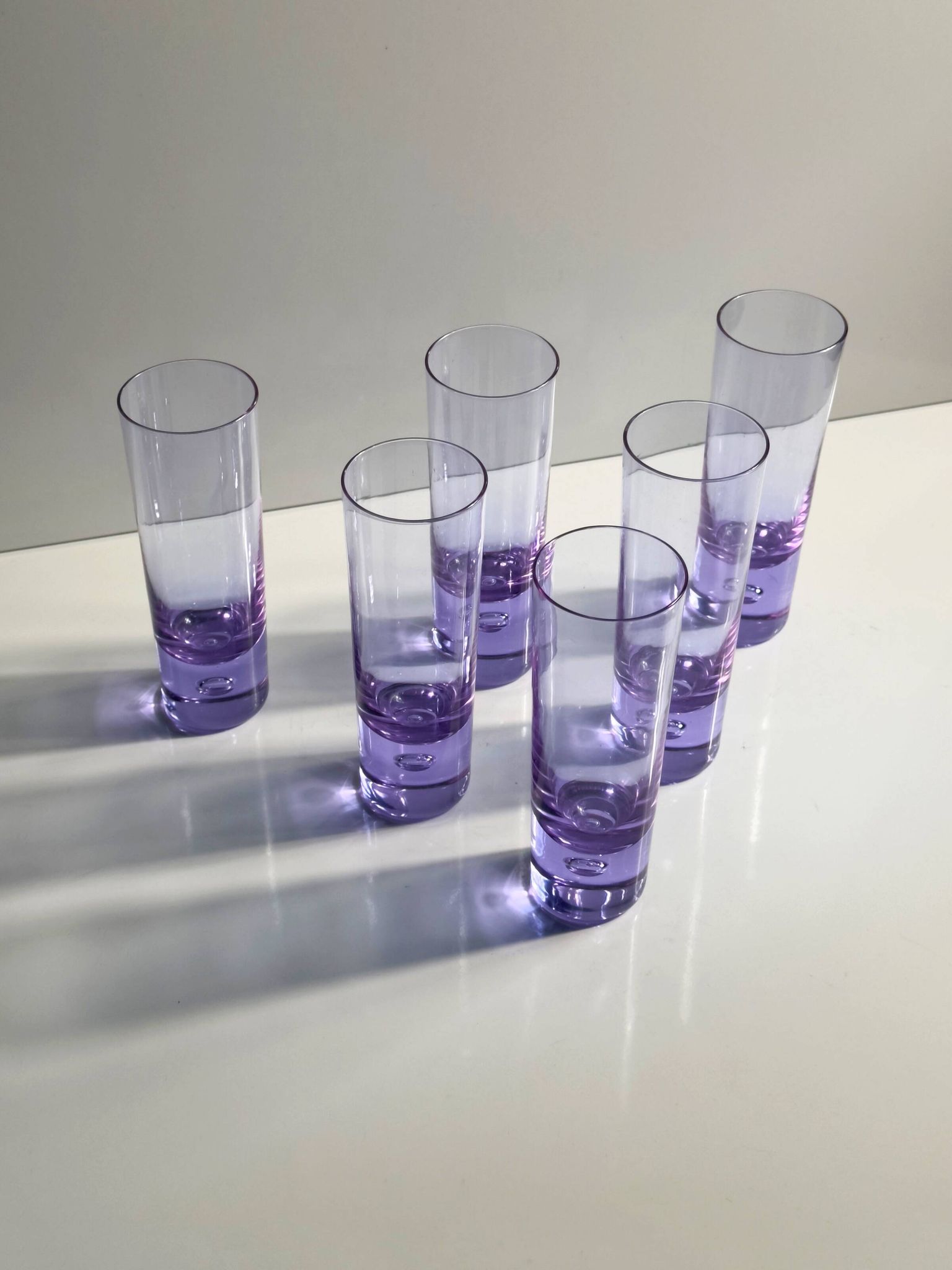 6 Alexandrite Longdrink Glasses by Sergio Asti for Arnolfo di Cambio - 1970