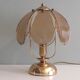 Brass table lamp with smoked glass panels, Belgium 1970