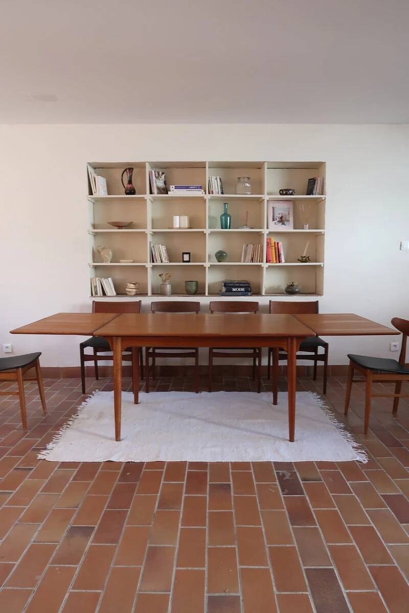 Table à manger scandinave extensible en teck années 60