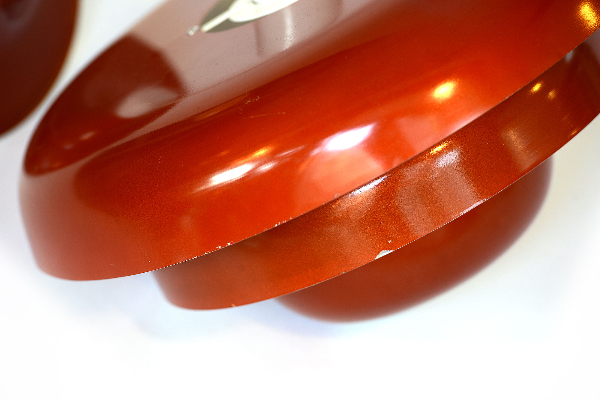 Layered metal pendant light with candy apple lacquer, Sweden 1970s