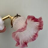 Vintage tulip wall lamp in white and pink frosted glass