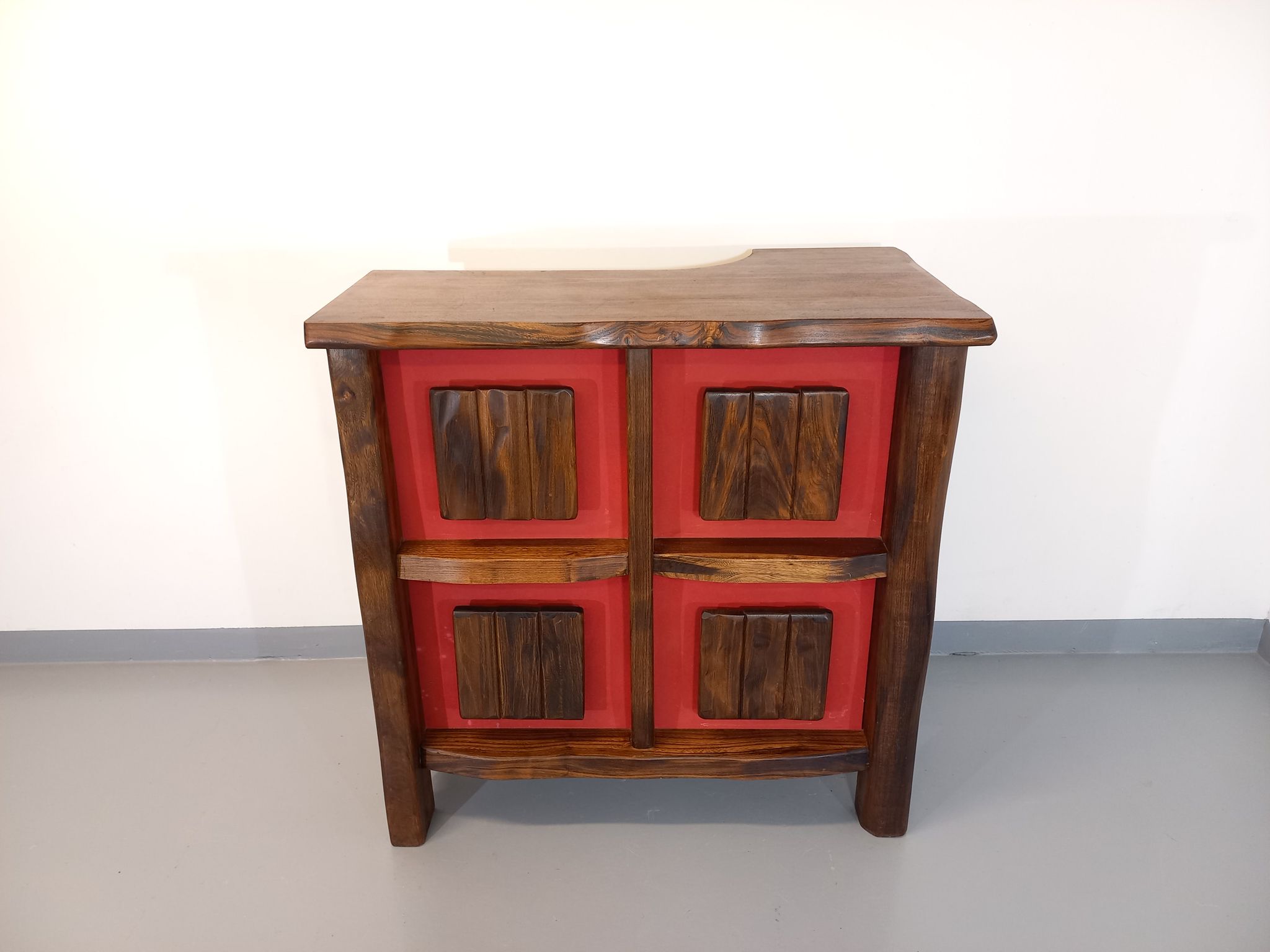Bright brutalist bar furniture aranjou vintage from the 50s 60s in solid elm