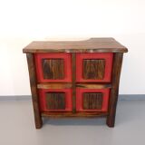 Bright brutalist bar furniture aranjou vintage from the 50s 60s in solid elm