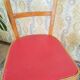 Vintage Wooden Dining Chair: Red Leather Seat, Mid-Century Modern
