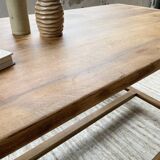 Oak farmhouse table and its two benches