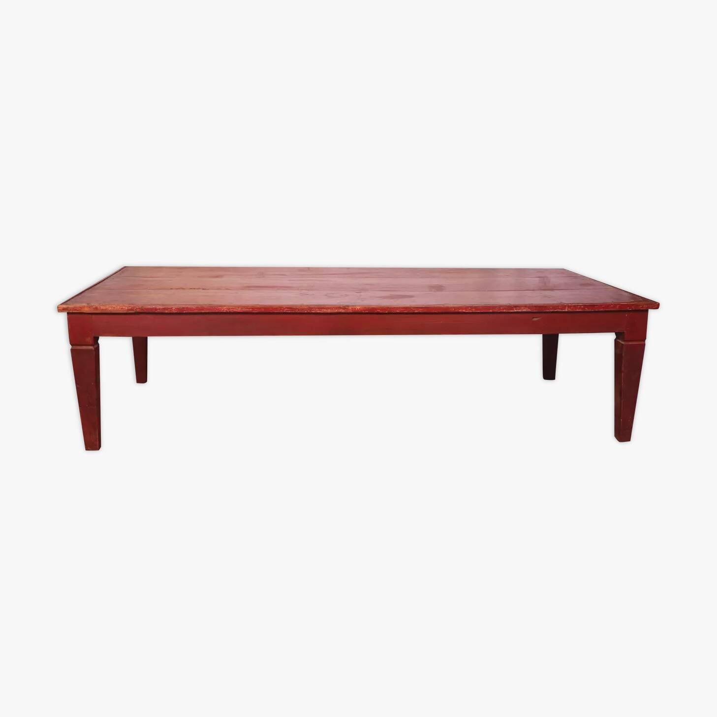 Antique Burmese teak coffee table with original red patina