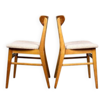 2 Vintage Teak Wood Chair Farstrup 210 Danish Mid Century