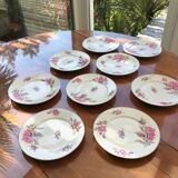 Set of 8 pink peony dessert plates