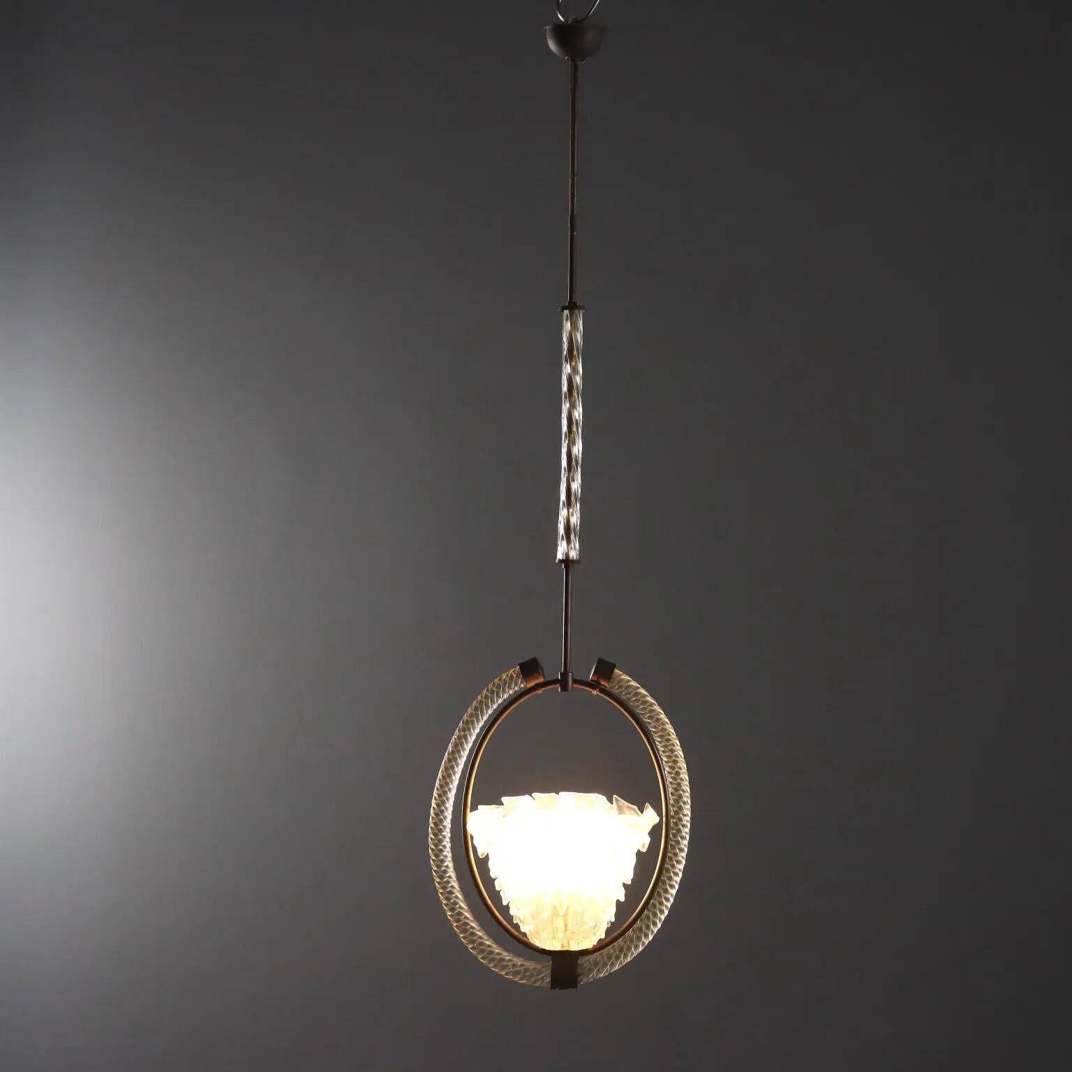 Lustre vintage design en verre de Murano, Italie, années 1940